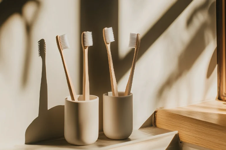 Children's bamboo toothbrush set