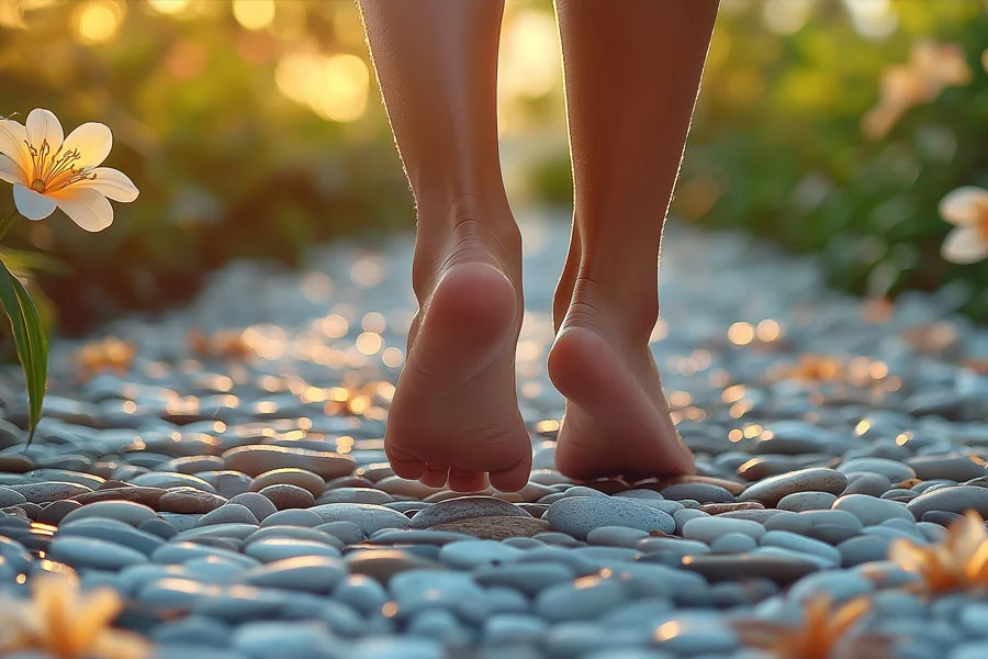 Natural wood foot massager