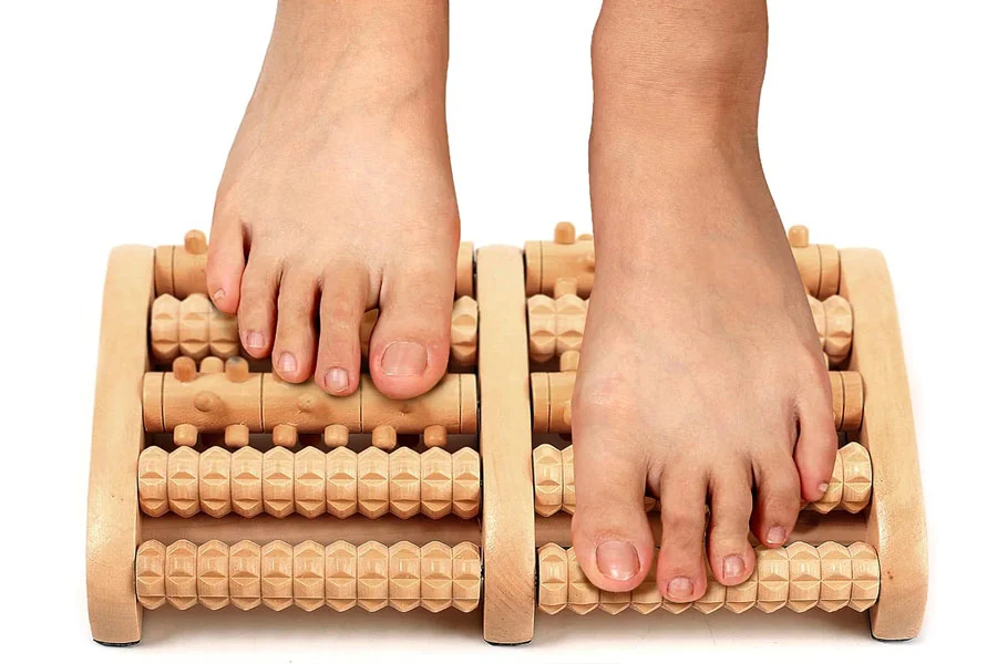 Natural wood foot massager